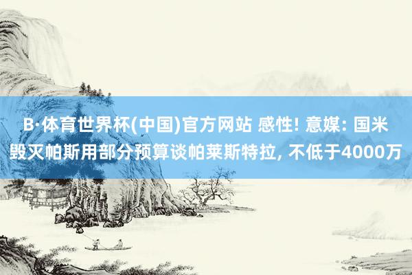 B·体育世界杯(中国)官方网站 感性! 意媒: 国米毁灭帕斯用部分预算谈帕莱斯特拉, 不低于4000万