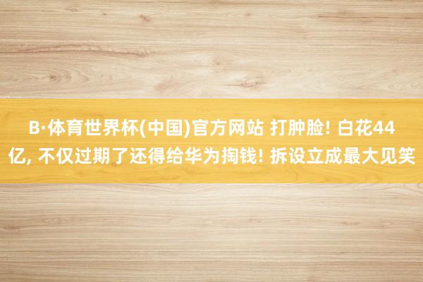 B·体育世界杯(中国)官方网站 打肿脸! 白花44亿, 不仅过期了还得给华为掏钱! 拆设立成最大见笑