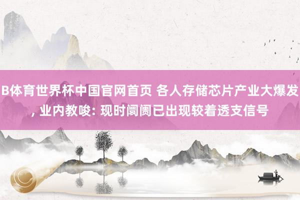 B体育世界杯中国官网首页 各人存储芯片产业大爆发, 业内教唆: 现时阛阓已出现较着透支信号