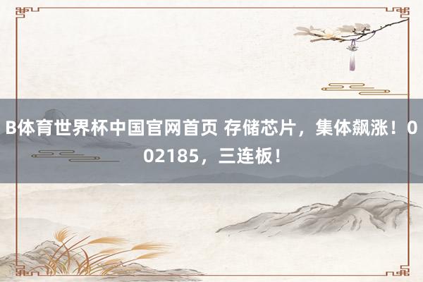 B体育世界杯中国官网首页 存储芯片，集体飙涨！002185，三连板！