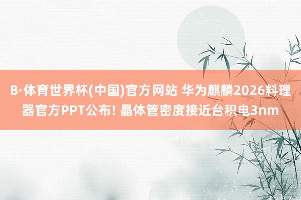 B·体育世界杯(中国)官方网站 华为麒麟2026料理器官方PPT公布! 晶体管密度接近台积电3nm