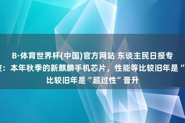 B·体育世界杯(中国)官方网站 东谈主民日报专访华为何庭波：本年秋季的新麒麟手机芯片，性能等比较旧年是“超过性”晋升