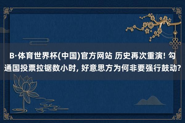 B·体育世界杯(中国)官方网站 历史再次重演! 勾通国投票拉锯数小时, 好意思方为何非要强行鼓动?