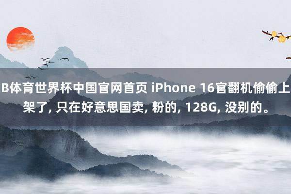 B体育世界杯中国官网首页 iPhone 16官翻机偷偷上架了, 只在好意思国卖, 粉的, 128G, 没别的。