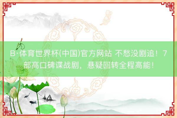 B·体育世界杯(中国)官方网站 不愁没剧追！7部高口碑谍战剧，悬疑回转全程高能！