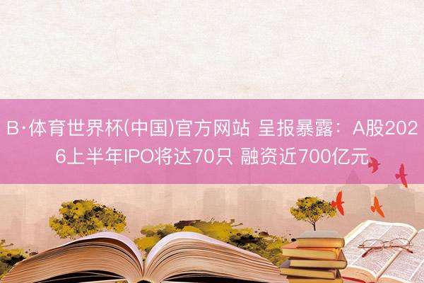 B·体育世界杯(中国)官方网站 呈报暴露:A股2026上半年IPO将达70只 融资近700亿元
